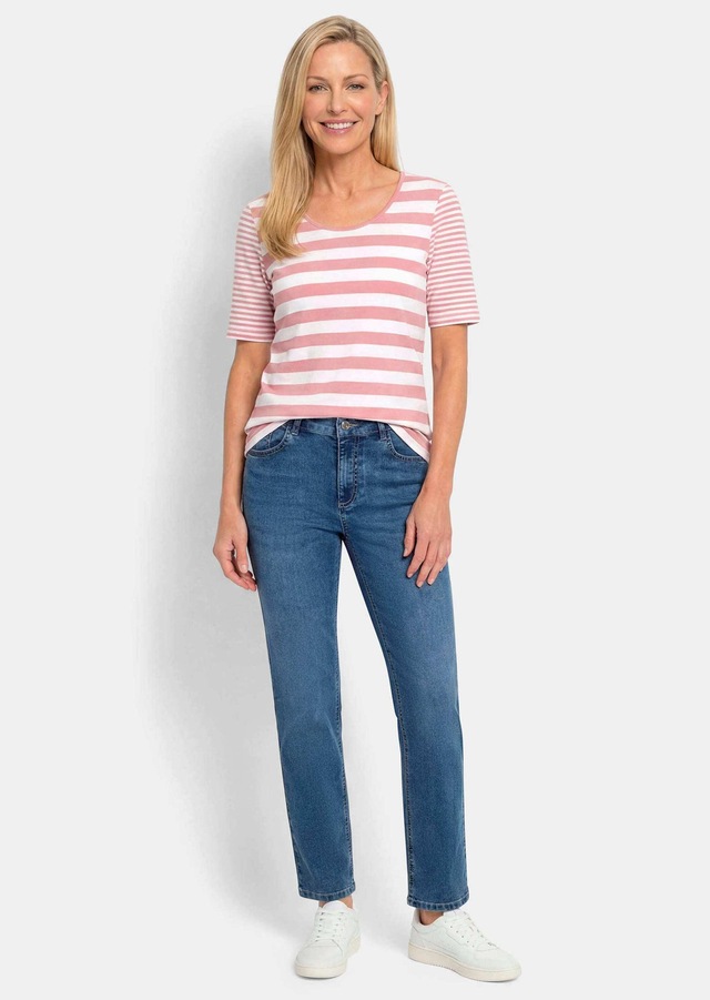 GOLDNER Kurzarmshirt »Streifenshirt aus softer Baumwollmischung« stretchbequemer Viskosejersey