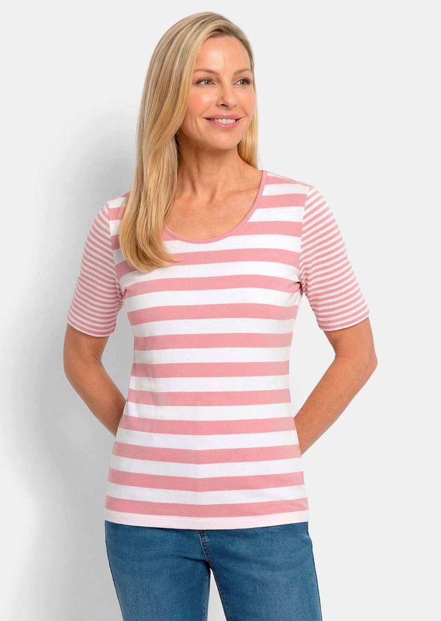 GOLDNER Kurzarmshirt »Streifenshirt aus softer Baumwollmischung« stretchbequemer Viskosejersey
