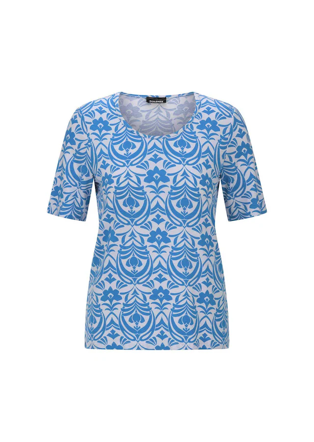 GOLDNER Kurzarmshirt »Kurzgröße Viskoseshirt mit femininem Ornamentmuster« stretchbequemer Viskosejersey