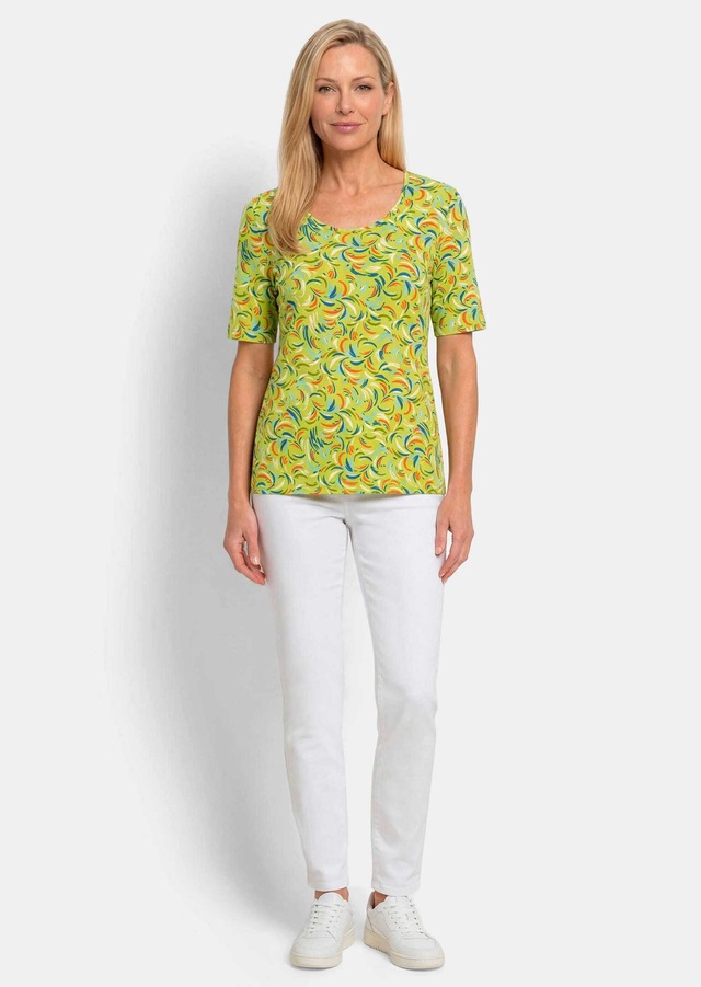 GOLDNER Kurzarmshirt »Viskoseshirt mit frischem All-over-Print« stretchbequemer Viskosejersey