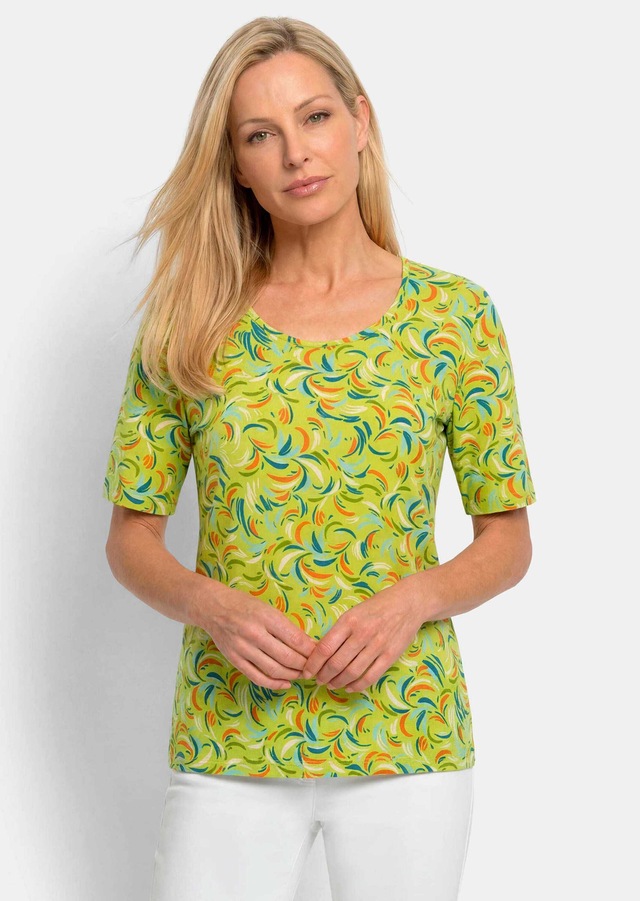 GOLDNER Kurzarmshirt »Viskoseshirt mit frischem All-over-Print« stretchbequemer Viskosejersey
