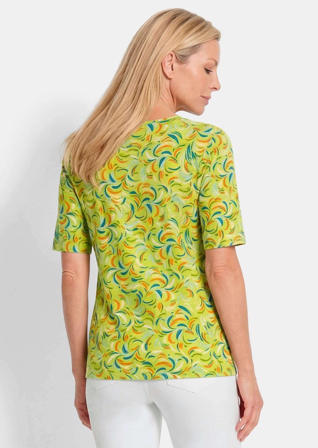 GOLDNER Kurzarmshirt »Viskoseshirt mit frischem All-over-Print« stretchbequemer Viskosejersey