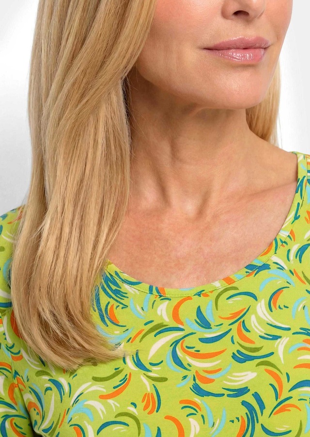 GOLDNER Kurzarmshirt »Viskoseshirt mit frischem All-over-Print« stretchbequemer Viskosejersey