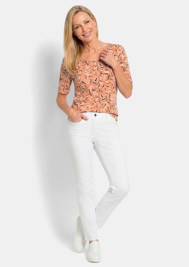 GOLDNER Kurzarmshirt »Viskoseshirt mit frischem All-over-Print« stretchbequemer Viskosejersey