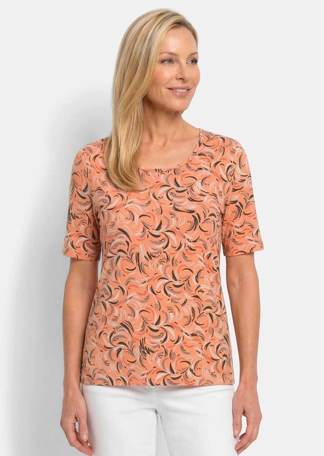 GOLDNER Kurzarmshirt »Viskoseshirt mit frischem All-over-Print« stretchbequemer Viskosejersey