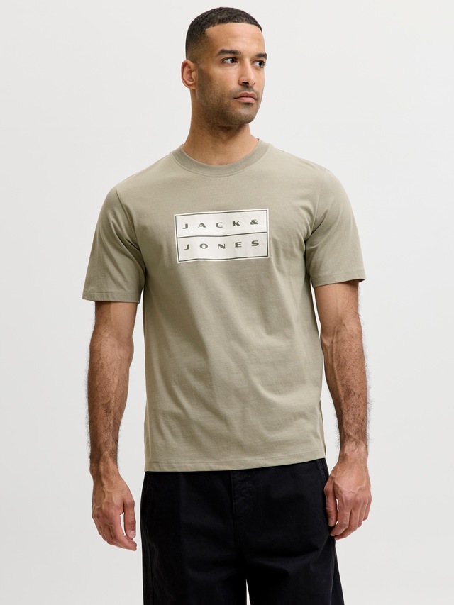 Jack & Jones Rundhalsshirt »JCOFUSION BOX PRINT TEE SS CN SN« Baumwolle, regular fit