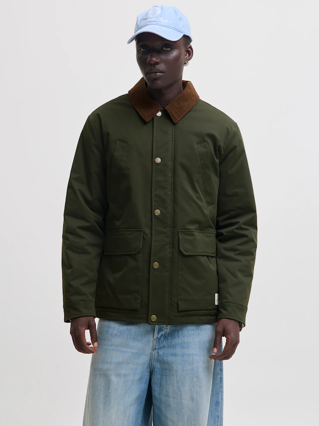 Jack & Jones Fieldjacket »JORNORREBRO PADDED BARN JACKET SN« Kunstfaser, mit Knopfleiste