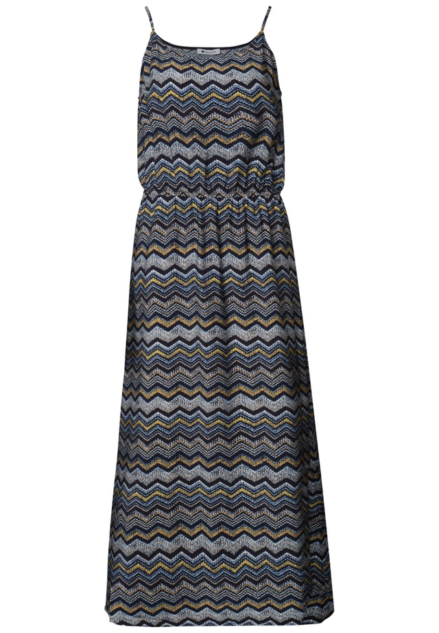 STREET ONE Midikleid Ohne Taschen Sommerkleid mit Zick-Zack-Muster