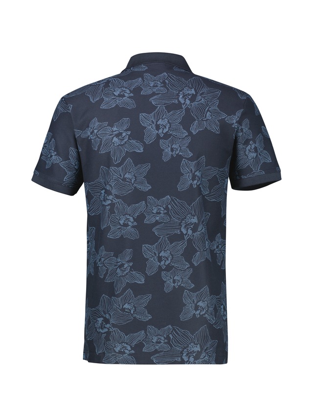 LERROS Poloshirt »Poloshirt mit floralem Allover-Print und Flachstrickkragen«