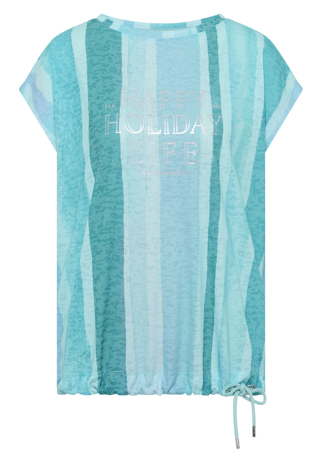 Cecil Kurzarmshirt Sommershirt in Ausbrenner-Optik/Streifen-Muster