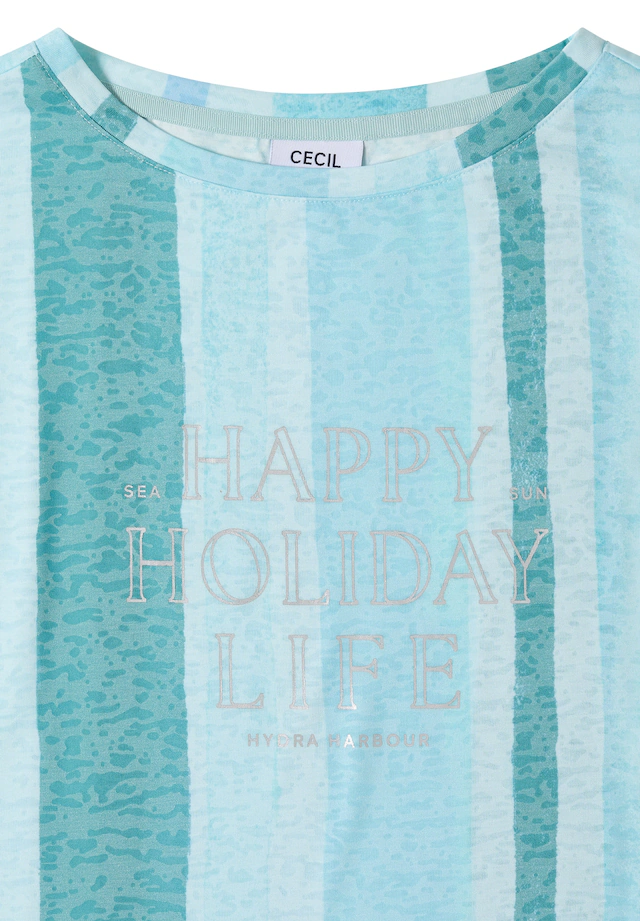 Cecil Kurzarmshirt Sommershirt in Ausbrenner-Optik/Streifen-Muster
