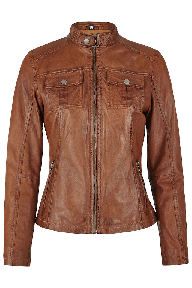 7eleven Bikerjacke »SEJANNA« ohne Kapuze mit Zierschnalle