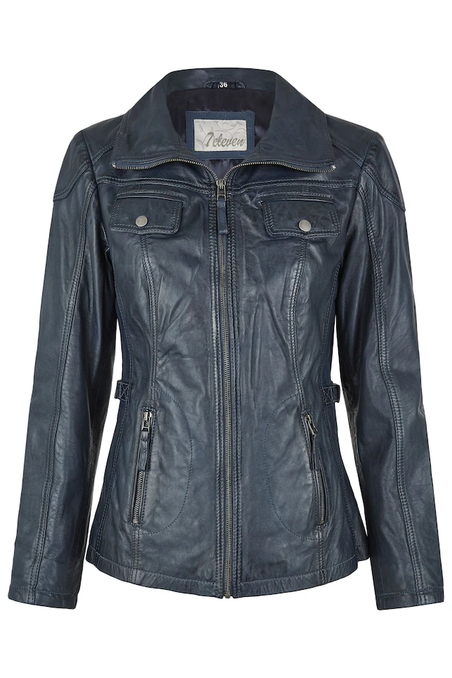 7eleven Lederjacke »SEMERLE« ohne Kapuze sportives Design