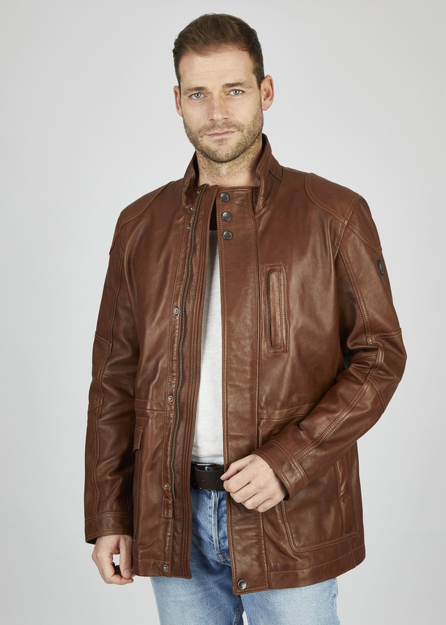 bugatti Blouson »BUANDIAMO« ohne Kapuze mit Druckknopfleiste und Stehkragen