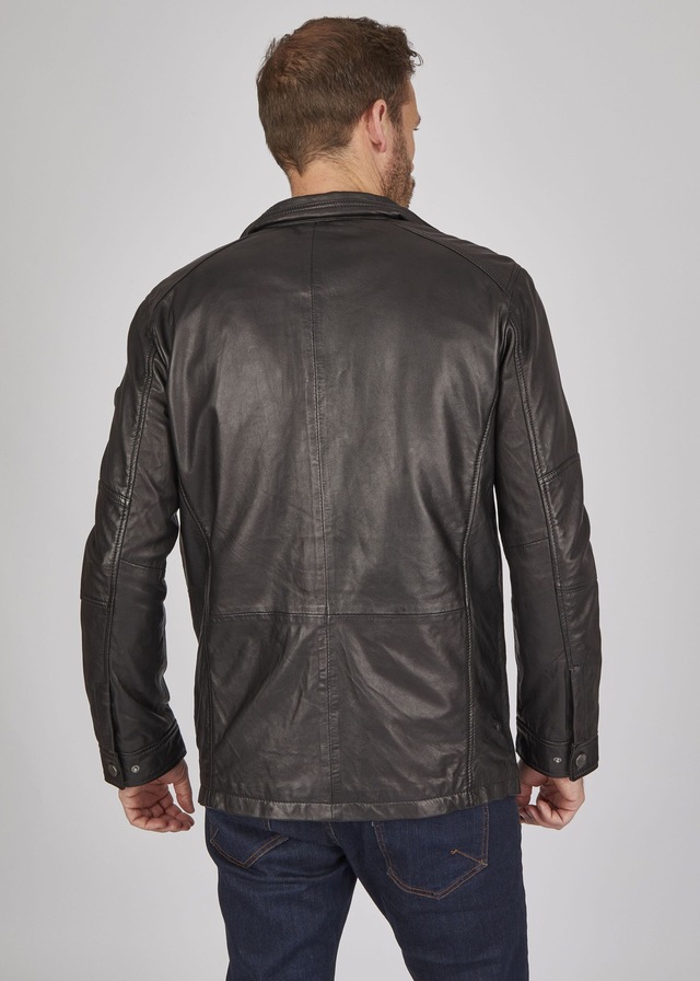 bugatti Lederjacke »BUDAVID« ohne Kapuze mit Pattentaschen und Abdeckleiste