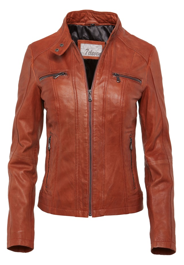 7eleven Bikerjacke »SECATIA« ohne Kapuze mit Ziernähten