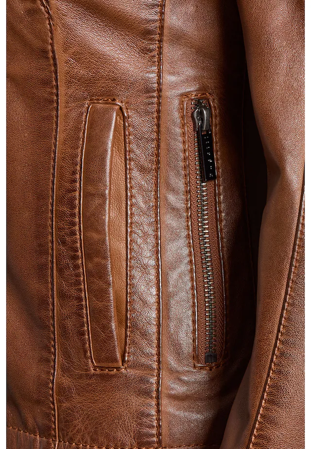 bugatti Lederjacke »bugatti Lederjacke« ohne Kapuze Taillierter Schnitt
