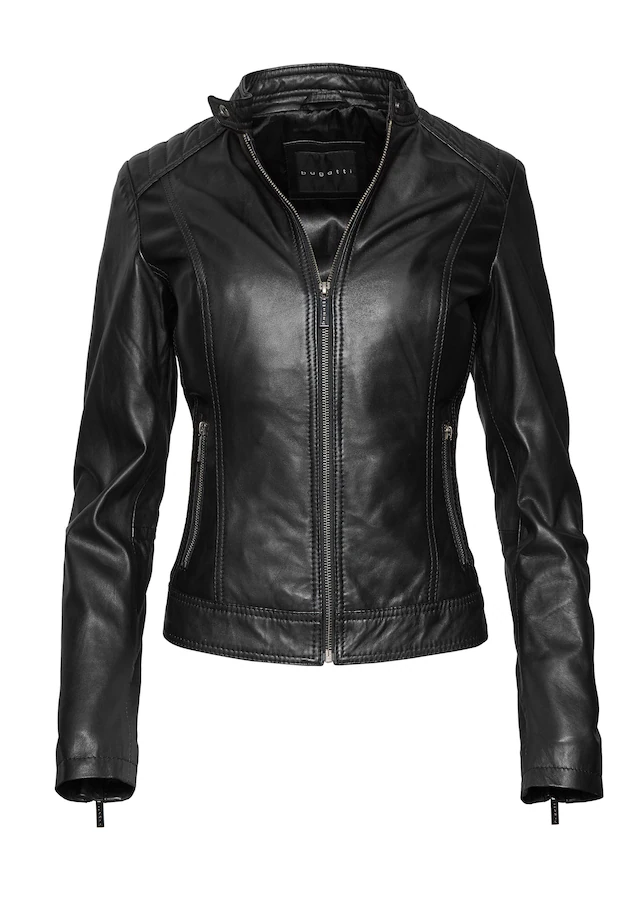 bugatti Lederjacke »bugatti Lederjacke« ohne Kapuze mit gesteppter Schulterpartie