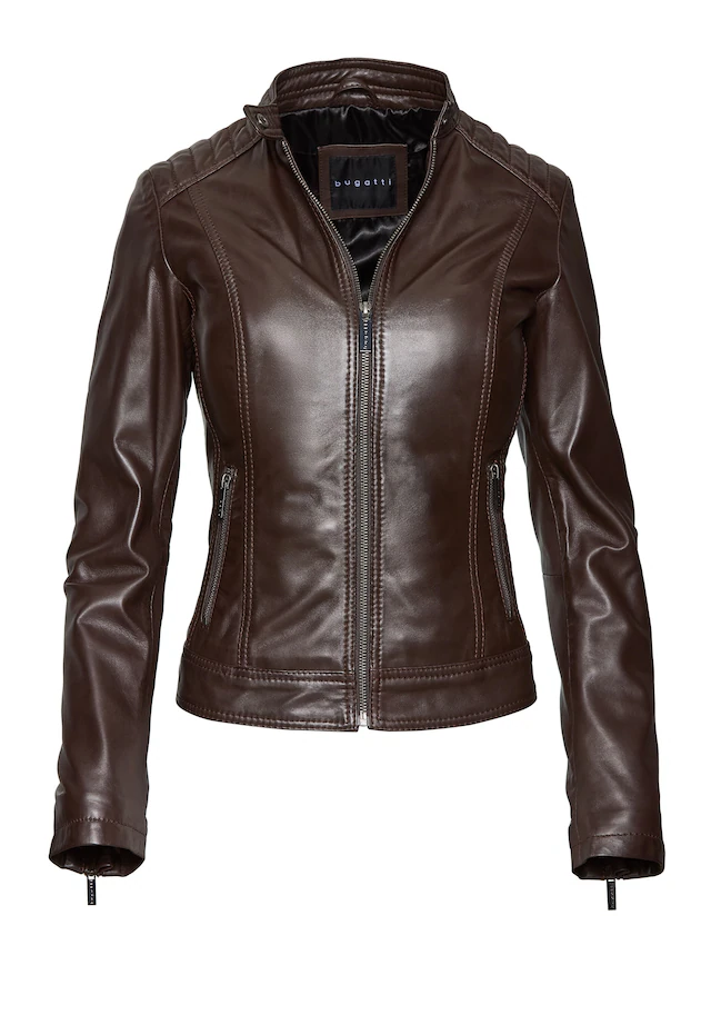 bugatti Lederjacke »bugatti Lederjacke« ohne Kapuze mit gesteppter Schulterpartie
