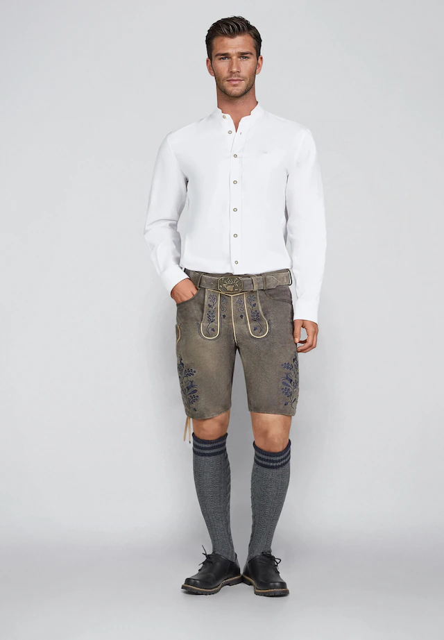 Spieth & Wensky Lederhose »Hofmeister« mit Stickerei am Beinabschluss