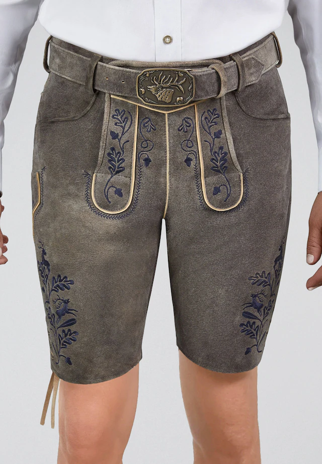 Spieth & Wensky Lederhose »Hofmeister« mit Stickerei am Beinabschluss
