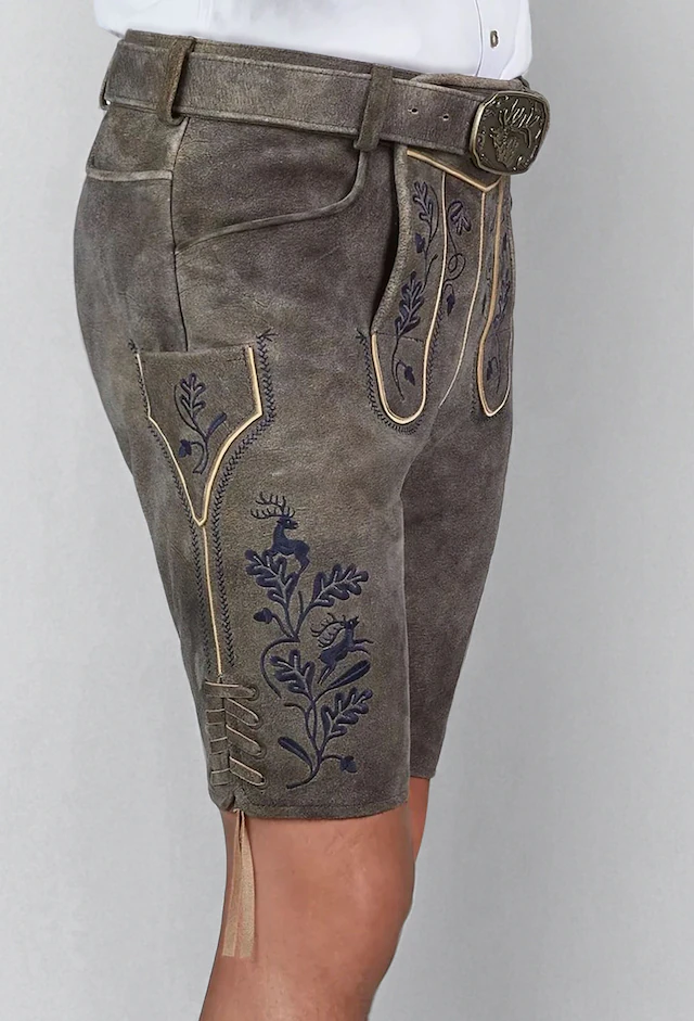 Spieth & Wensky Lederhose »Hofmeister« mit Stickerei am Beinabschluss