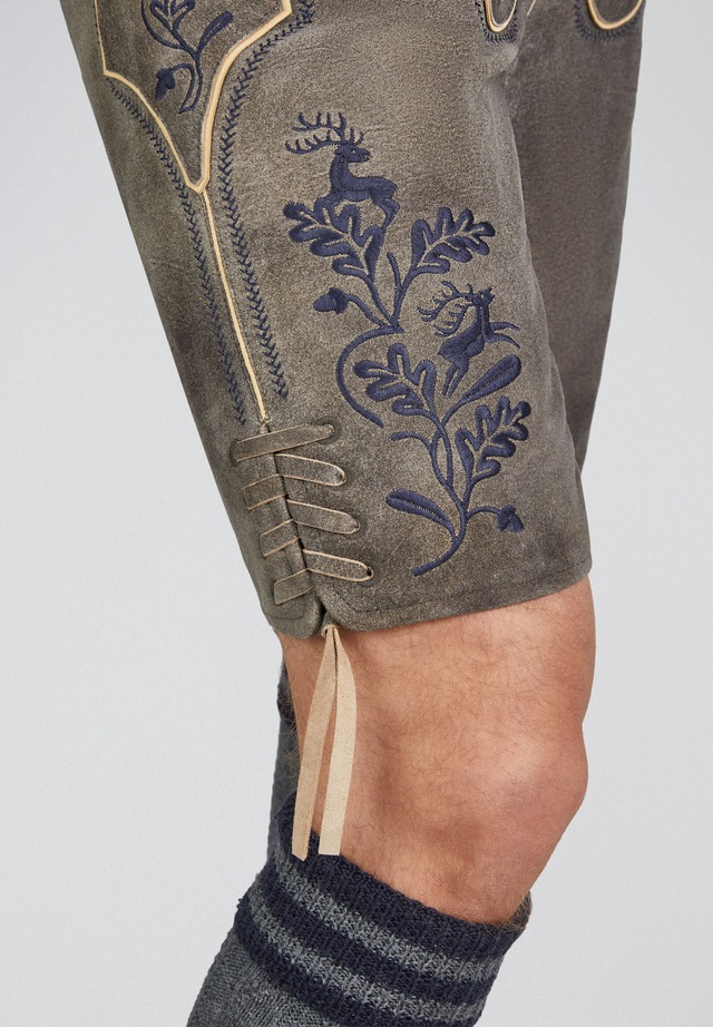 Spieth & Wensky Lederhose »Hofmeister« mit Stickerei am Beinabschluss