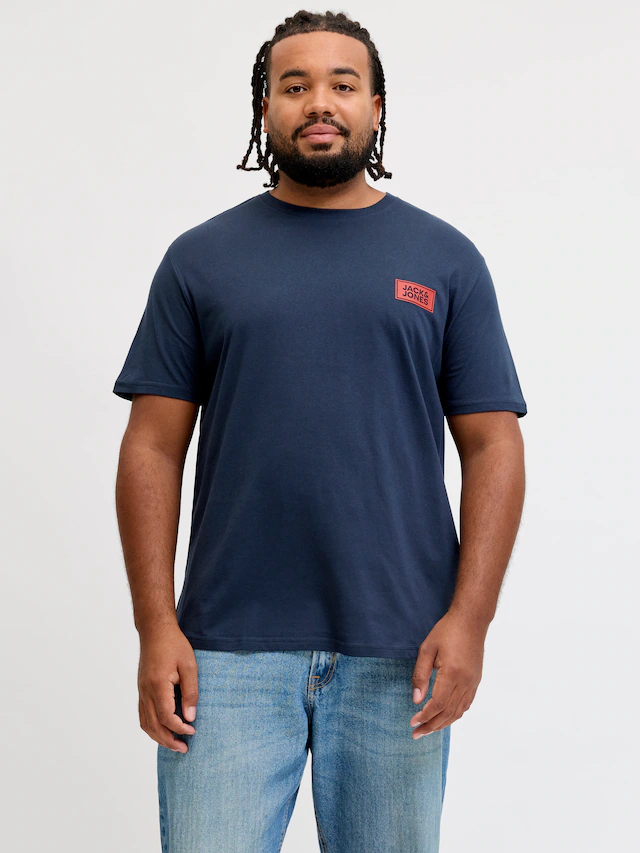 Jack & Jones PlusSize Rundhalsshirt »JJRUSH TEE SS CREW NECK SN PLS« Baumwolle, regular fit