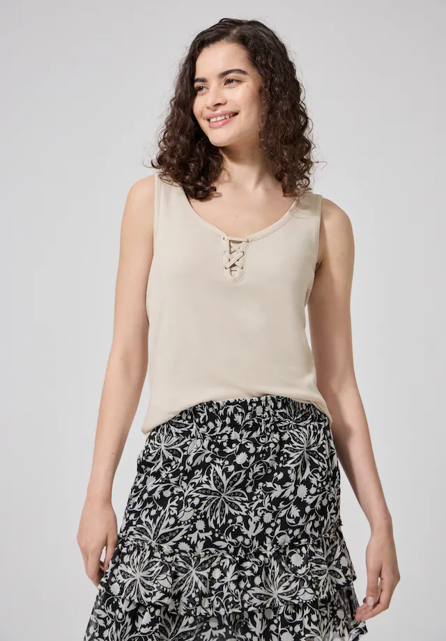 STREET ONE STUDIO 2-in-1-Tanktop aus softem Materialmix