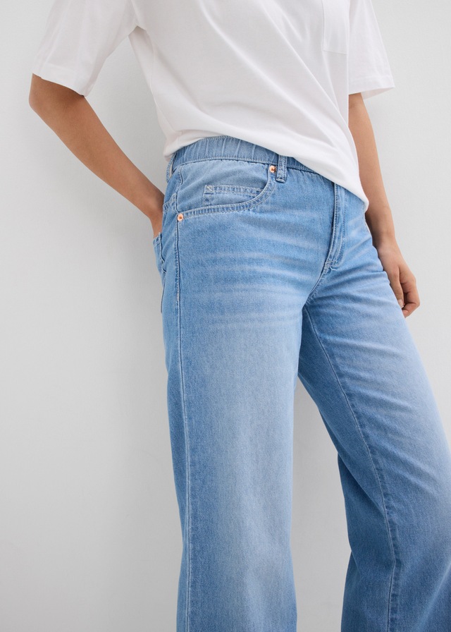 bonprix Straight-Jeans gerader Schnitt, Mid Waist, Cropped-Länge, Regular Fit