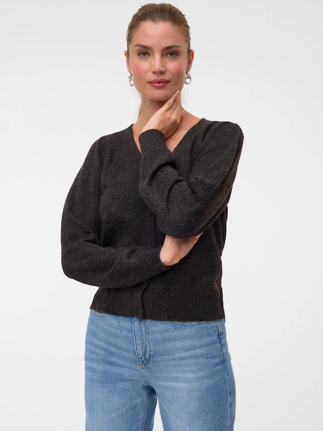 Vero Moda Strickjacke »VMDOFFY LS V-NECK CARDIGAN NOOS« Materialmix