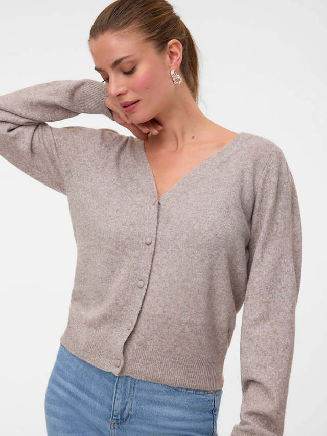Vero Moda Strickjacke »VMDOFFY LS V-NECK CARDIGAN NOOS« Materialmix