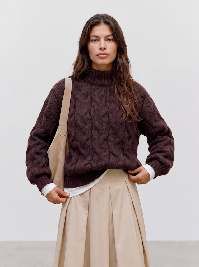 Vero Moda Strickpullover »VMMAYBE LS HIGH NECK CABLE PULLOVER NOOS« Kunstfaser, Zopfstrickmuster