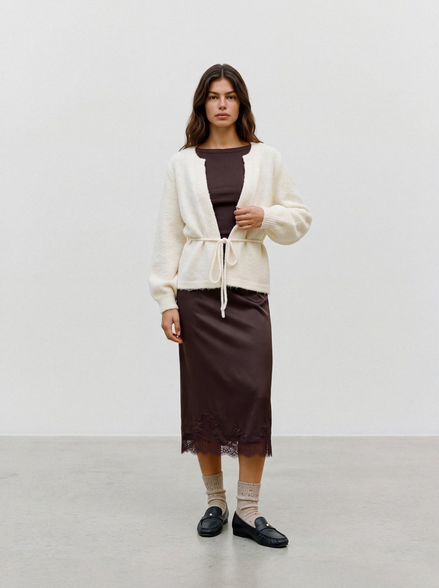 Vero Moda Strickjacke »VMBERRY LS O-NECK TIE CARDIGAN NOOS« Materialmix