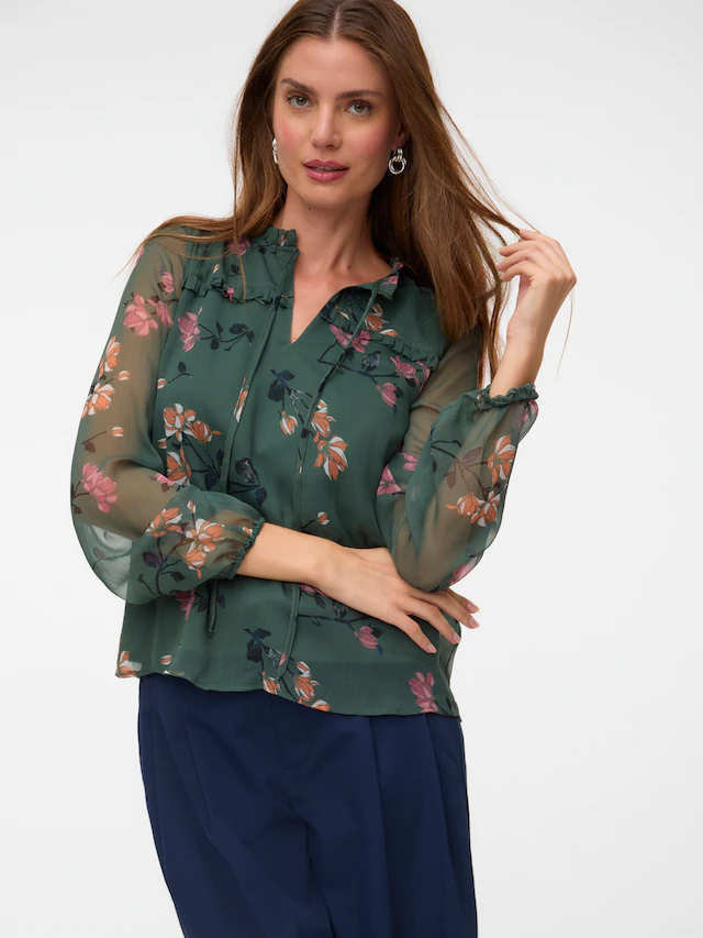 Vero Moda Chiffonbluse »VMMILLA LS TOP WVN GA NOOS« Kunstfaser, regular fit