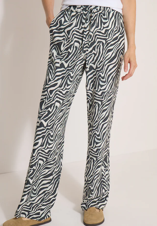 Cecil Stoffhose Sommerhose, abstrahierter Zebraprint, Elastikbund