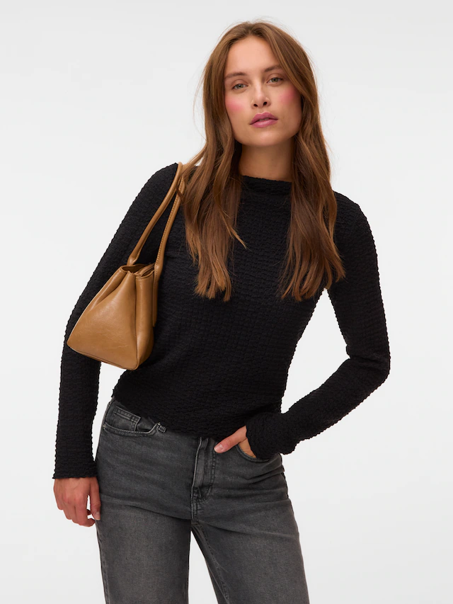 Vero Moda Langarmshirt »VMZIA LS FUNNEL NECK TOP JRS NOOS« Baumwollmischung, regular fit