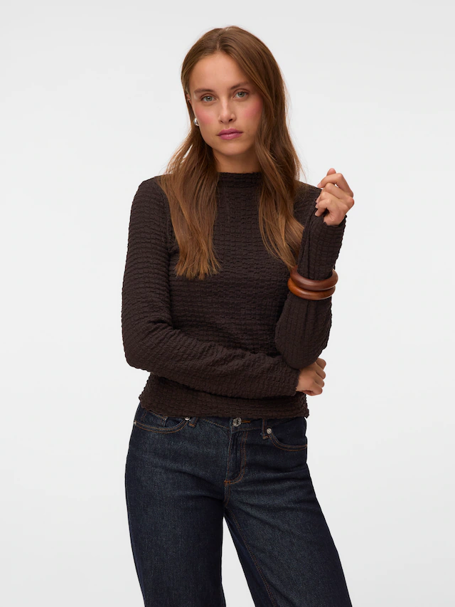 Vero Moda Langarmshirt »VMZIA LS FUNNEL NECK TOP JRS NOOS« Baumwollmischung, regular fit