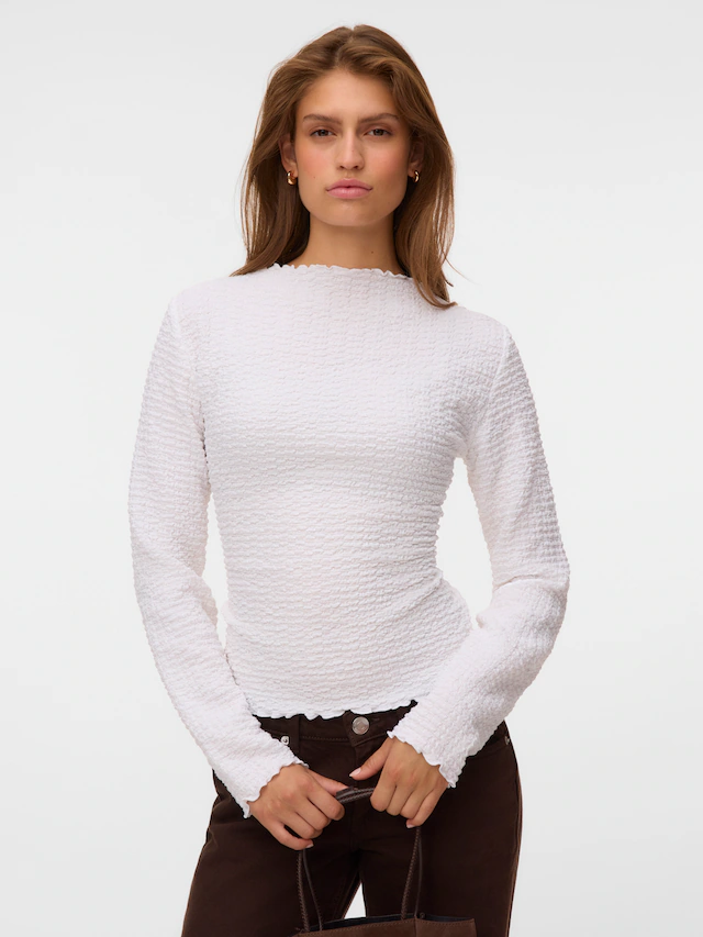 Vero Moda Langarmshirt »VMZIA LS FUNNEL NECK TOP JRS NOOS« Baumwollmischung, regular fit
