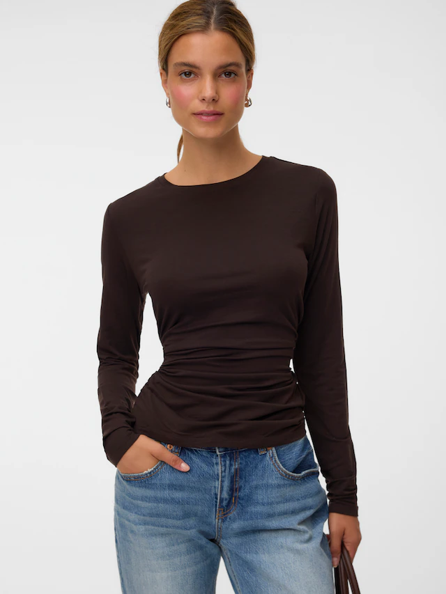 Vero Moda Langarmshirt »VMAVA SARAH LS TOP JRS NOOS« Materialmix, regular fit