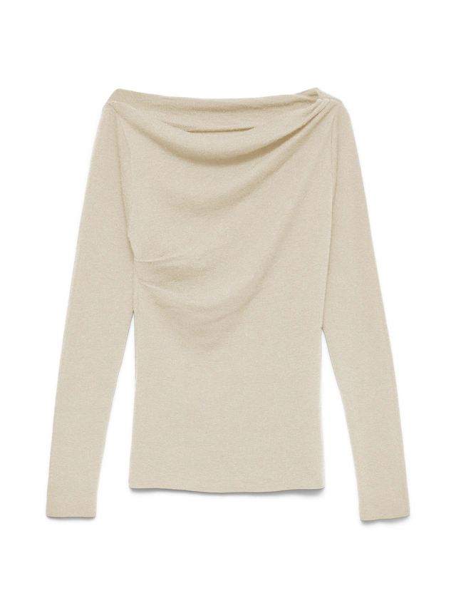 Vero Moda Strickpullover »VMSOFINE KNIT LS BOATNECK PULLOVER NOOS« Materialmix, regular fit