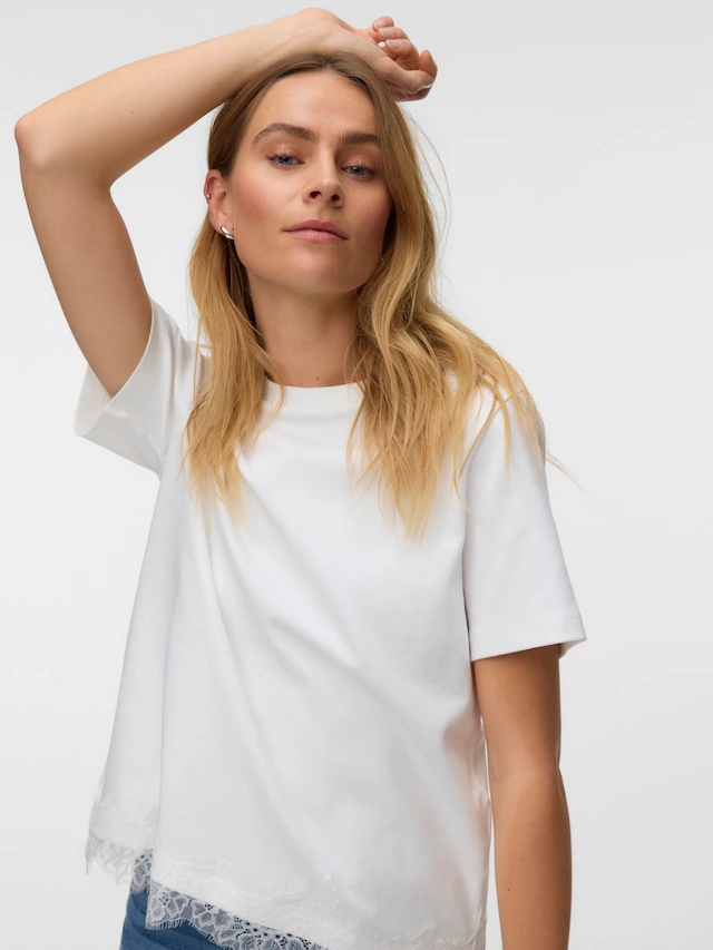 Vero Moda Kurzarmshirt »VMSARA METTE LACE SS T-SHIRT JRS NOOS« Baumwolle, regular fit