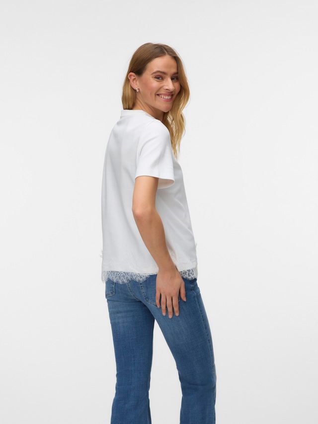 Vero Moda Kurzarmshirt »VMSARA METTE LACE SS T-SHIRT JRS NOOS« Baumwolle, regular fit