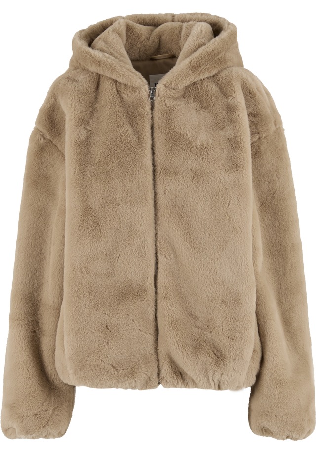 URBAN CLASSICS Kapuzenfleecejacke »Urban Classics Full Zip Faux Fur Hoodie« 1 Stk. tlg. mit Kapuze