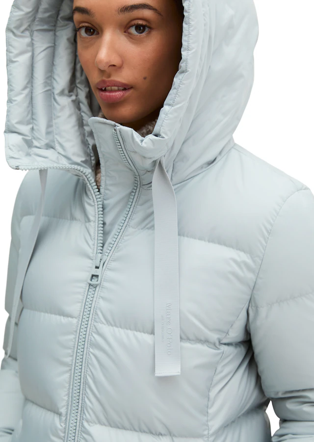 Marc O'Polo Daunenmantel mit 2-Way-Zipper und Label-Band an der Kapuze