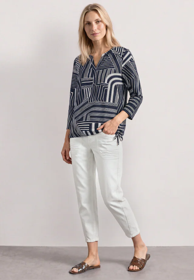 STREET ONE 3/4-Arm-Shirt Elastiksaum mit Knotendetail