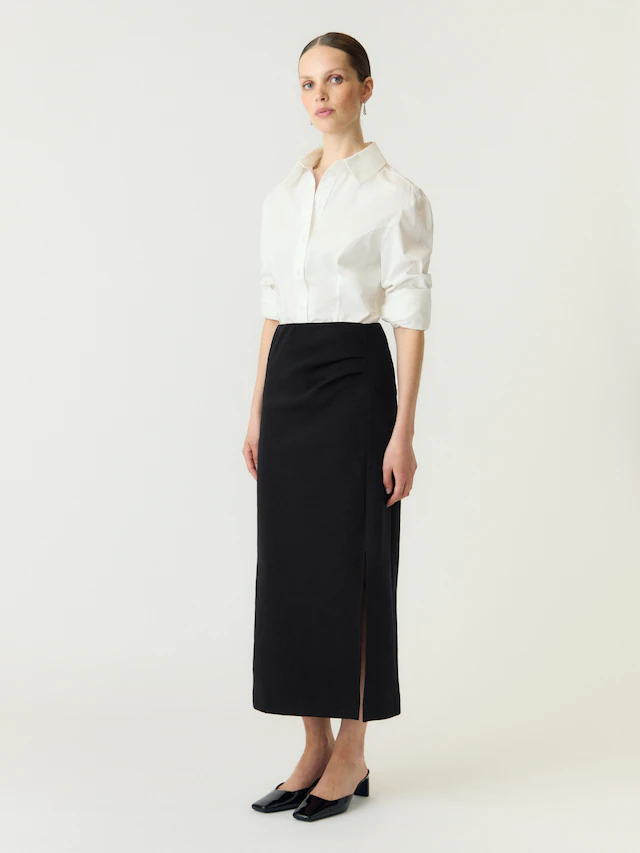 Y.A.S Maxirock »YASPINA HW LONG SKIRT NOOS« Baumwollmischung, high waist
