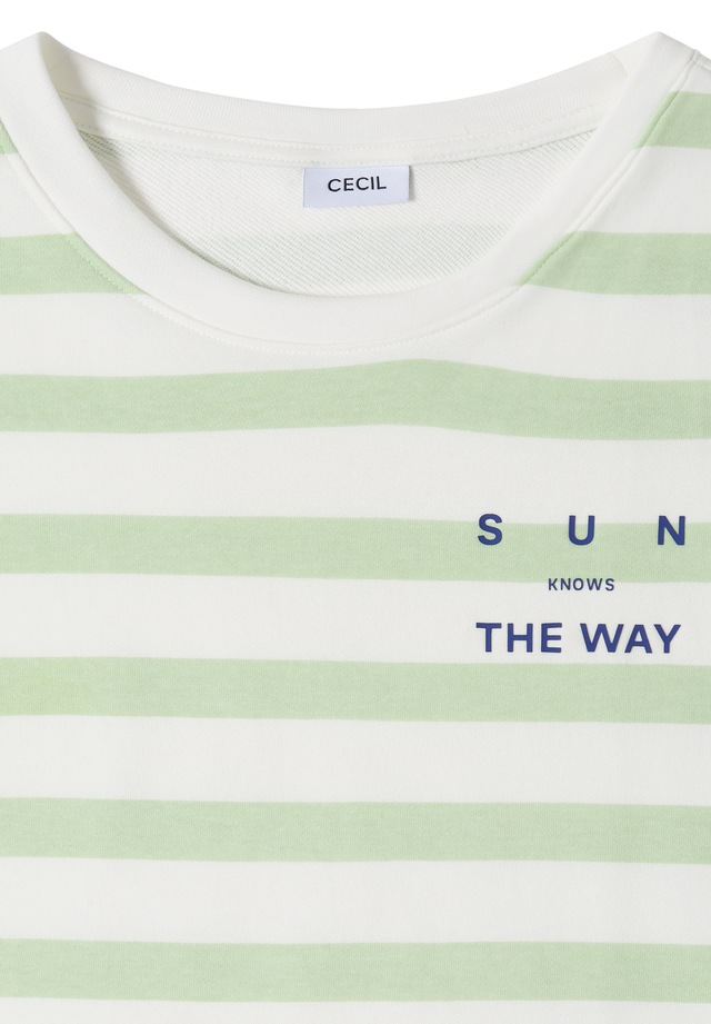 Cecil Kurzarmshirt Sommershirt mit Streifen und Wording-Detail