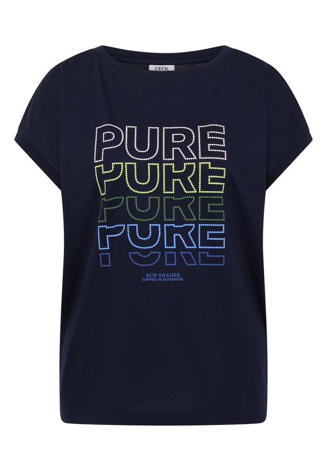 Cecil Kurzarmshirt Sommershirt mit Boat Neck und Frontprint