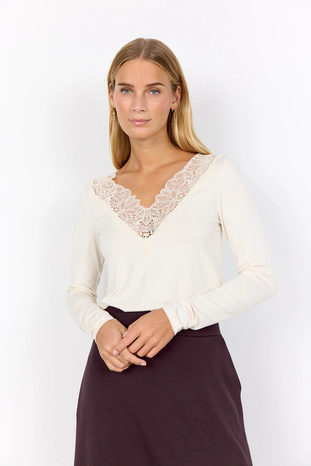 soyaconcept Langarmshirt »SC-MARICA 301« Viskosemischung, Spitze